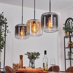 Suspension - Verre 25 cm Lauden Ambre, Clair, Fumé, 3 lumières