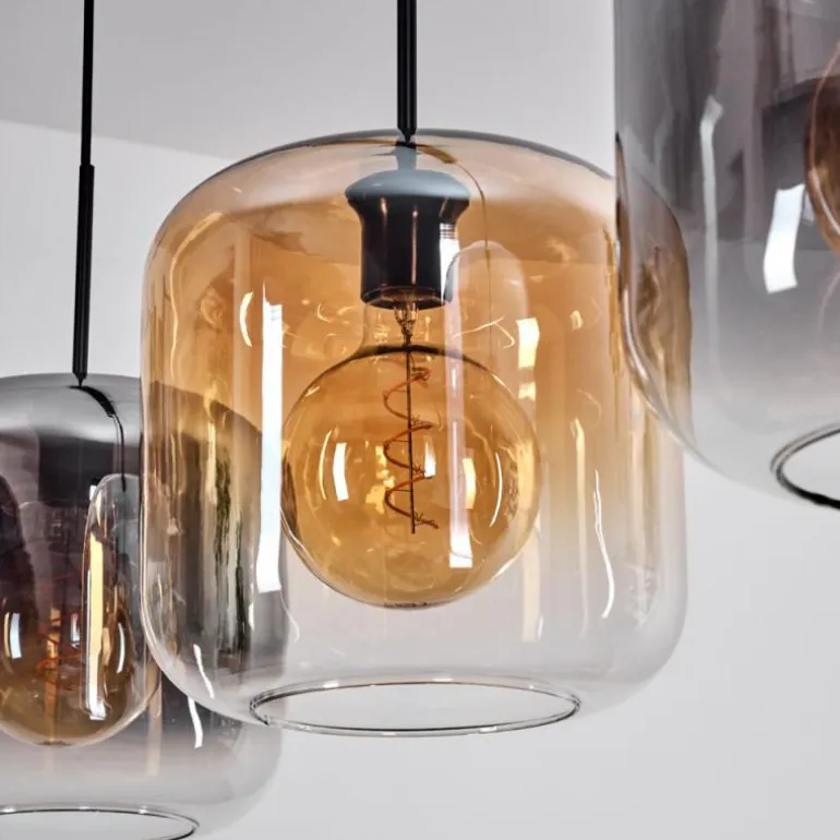 Suspension - Verre 25 cm Lauden Ambre, Clair, Fumé, 3 lumières