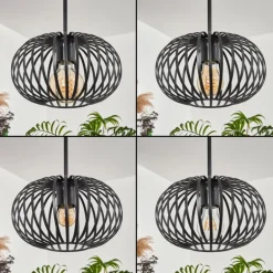 Suspension - Verre 25 cm Oravi Noir, 4 lumières