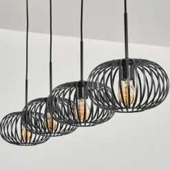 Suspension - Verre 25 cm Oravi Noir, 4 lumières
