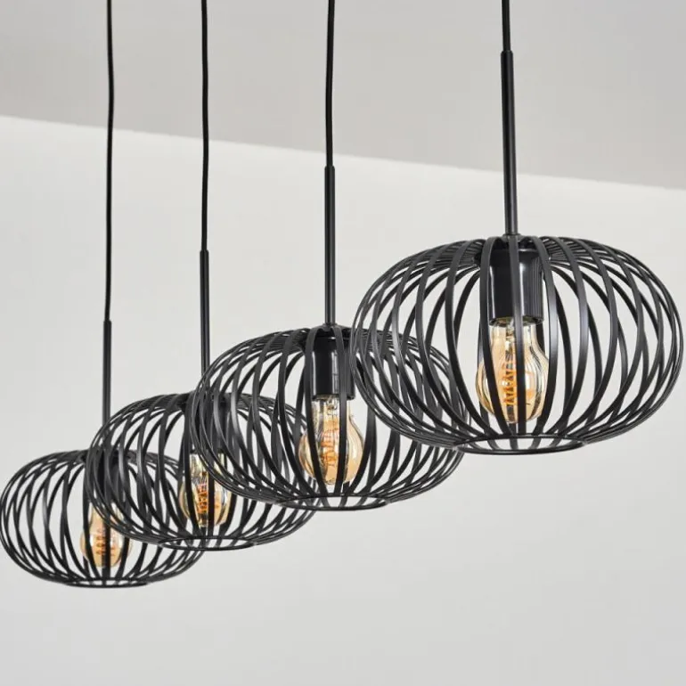 Suspension - Verre 25 cm Oravi Noir, 4 lumières