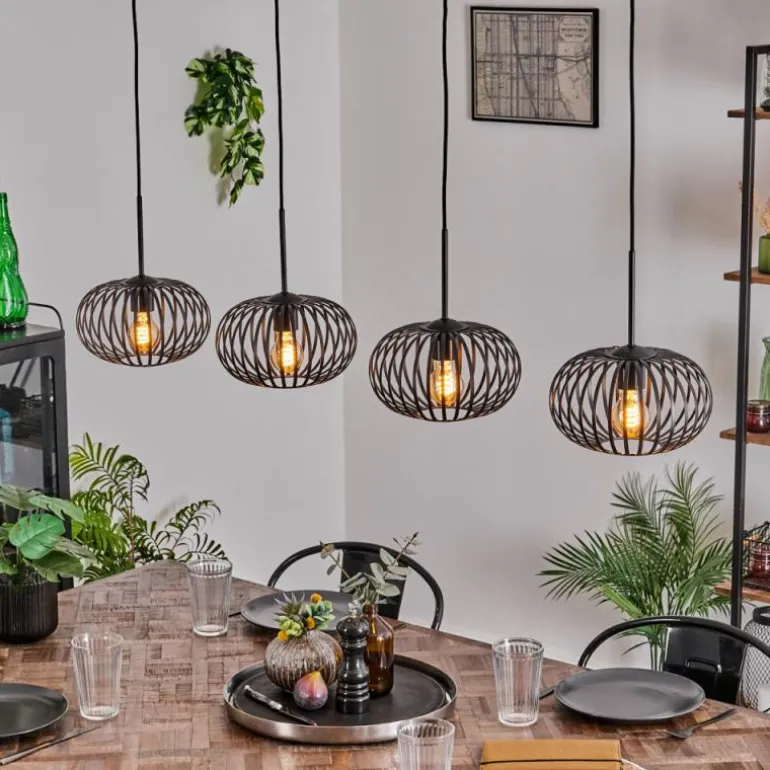Suspension - Verre 25 cm Oravi Noir, 4 lumières