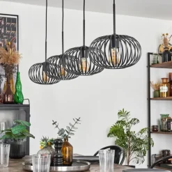 Suspension - Verre 25 cm Oravi Noir, 4 lumières