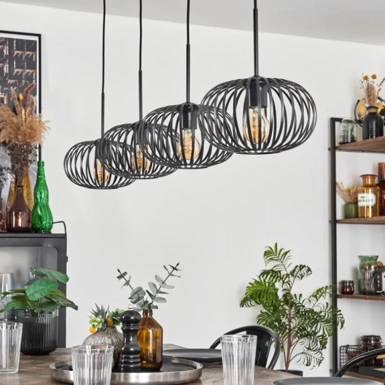 Suspension - Verre 25 cm Oravi Noir, 4 lumières