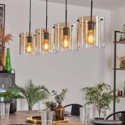 Suspension - Verre 20 cm Parane Ambre, Clair, 4 lumières