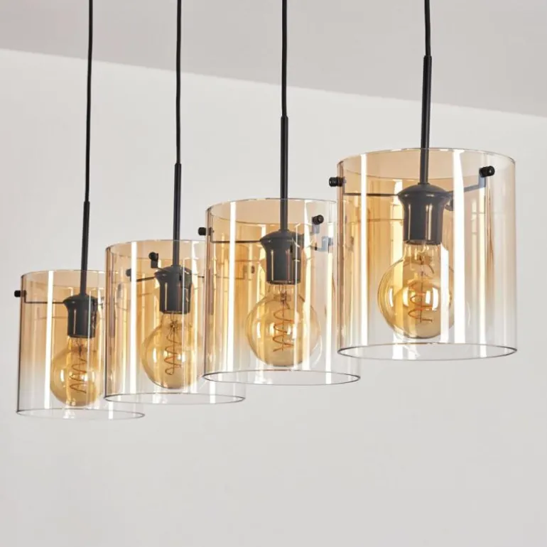 Suspension - Verre 20 cm Parane Ambre, Clair, 4 lumières