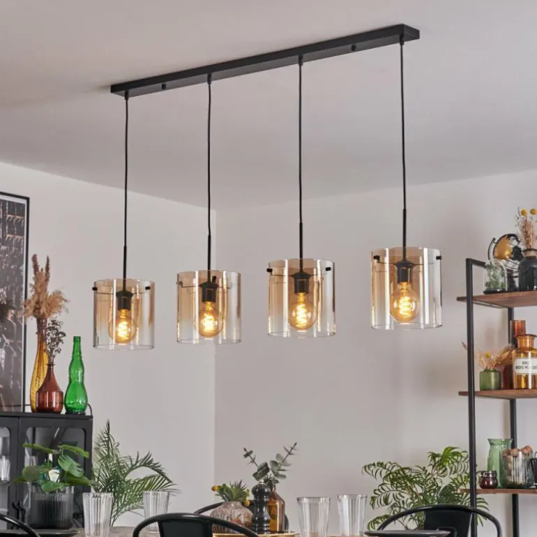Suspension - Verre 20 cm Parane Ambre, Clair, 4 lumières