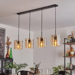 Suspension - Verre 20 cm Parane Ambre, 4 lumières