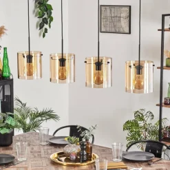 Suspension - Verre 20 cm Parane Ambre, 4 lumières