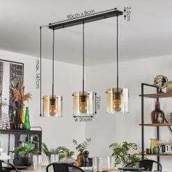 Suspension - Verre 20 cm Parane Ambre, Clair, 3 lumières