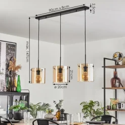 Suspension - Verre 20 cm Parane Ambre, 3 lumières