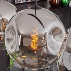 Suspension - Verre 30 cm Ripoll Chrome, Clair, 4 lumières