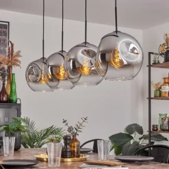 Suspension - Verre 30 cm Ripoll Chrome, Clair, 4 lumières
