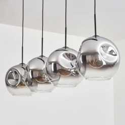 Suspension - Verre 30 cm Ripoll Chrome, Clair, 4 lumières