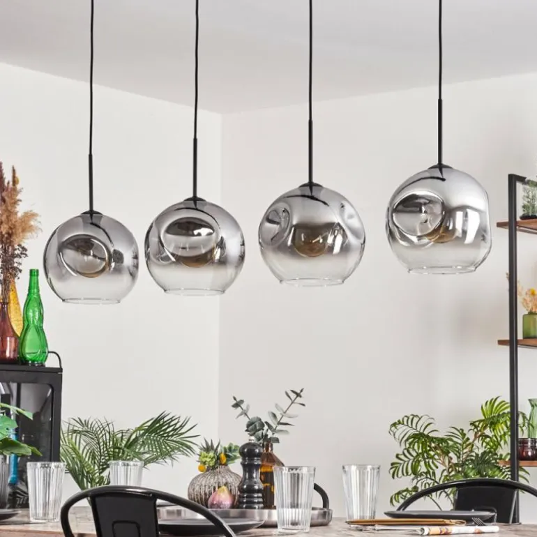 Suspension - Verre 25 cm Ripoll Clair, Fumé, 4 lumières