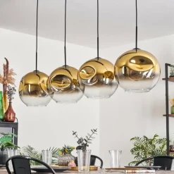 Suspension - Verre 30 cm Ripoll Or, Clair, 4 lumières