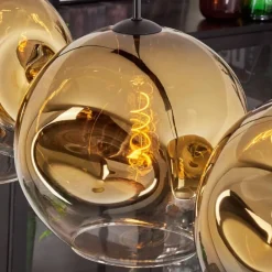 Suspension - Verre 30 cm Ripoll Or, Clair, 4 lumières