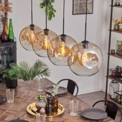 Suspension - Verre 30 cm Ripoll Ambre, Clair, 4 lumières