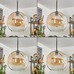 Suspension - Verre 30 cm Ripoll Ambre, Clair, 4 lumières