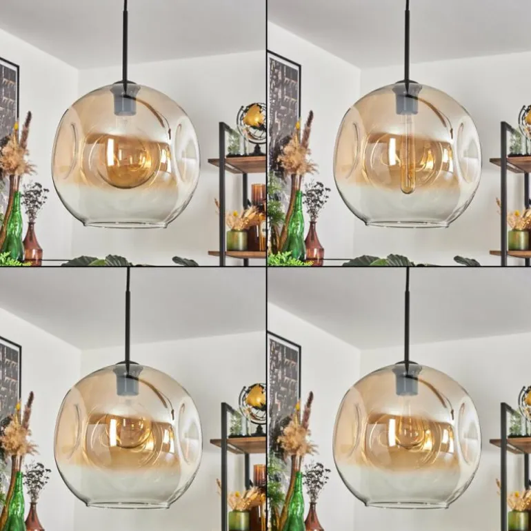 Suspension - Verre 30 cm Ripoll Ambre, Clair, 4 lumières