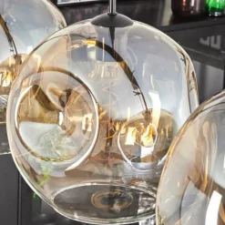 Suspension - Verre 30 cm Ripoll Ambre, Clair, 4 lumières