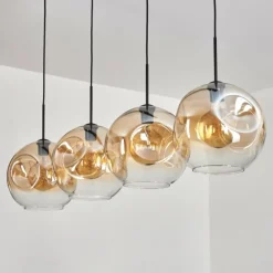 Suspension - Verre 30 cm Ripoll Ambre, Clair, 4 lumières