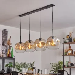 Suspension - Verre 30 cm Ripoll Ambre, Clair, 4 lumières