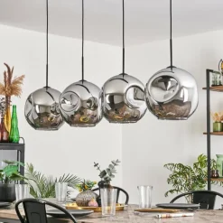 Suspension - Verre 30 cm Ripoll Chrome, 4 lumières