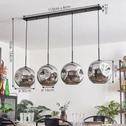 Suspension - Verre 30 cm Ripoll Chrome, 4 lumières