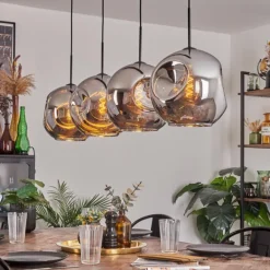 Suspension - Verre 30 cm Ripoll Chrome, 4 lumières