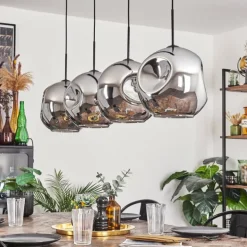 Suspension - Verre 30 cm Ripoll Chrome, 4 lumières