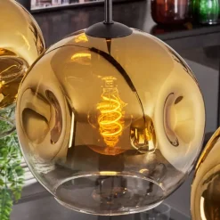 Suspension - Verre 25 cm Ripoll Or, Clair, 4 lumières