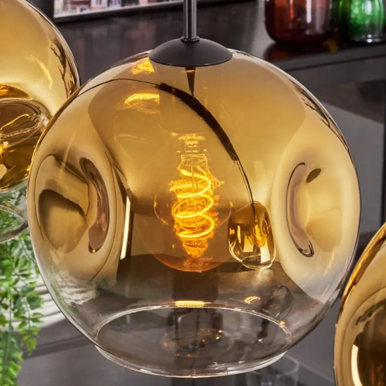 Suspension - Verre 25 cm Ripoll Or, Clair, 4 lumières
