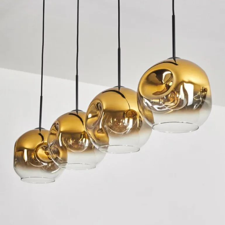 Suspension - Verre 25 cm Ripoll Or, Clair, 4 lumières