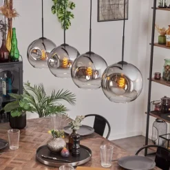 Suspension - Verre 25 cm Ripoll Chrome, Clair, 4 lumières