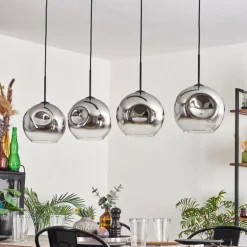 Suspension - Verre 25 cm Ripoll Chrome, Clair, 4 lumières