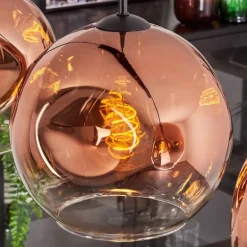 Suspension - Verre 25 cm Ripoll Clair, Cuivré, 4 lumières