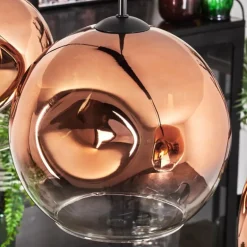 Suspension - Verre 25 cm Ripoll Clair, Cuivré, 4 lumières