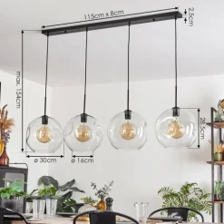 Suspension - Verre 30 cm Ripoll Clair, 4 lumières