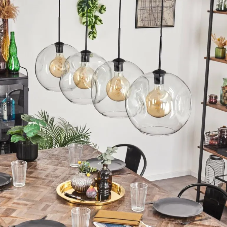 Suspension - Verre 30 cm Ripoll Clair, 4 lumières