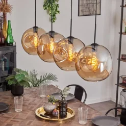 Suspension - Verre 30 cm Ripoll Ambre, 4 lumières