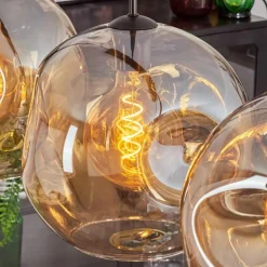 Suspension - Verre 30 cm Ripoll Ambre, 4 lumières