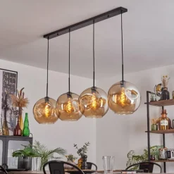 Suspension - Verre 30 cm Ripoll Ambre, 4 lumières