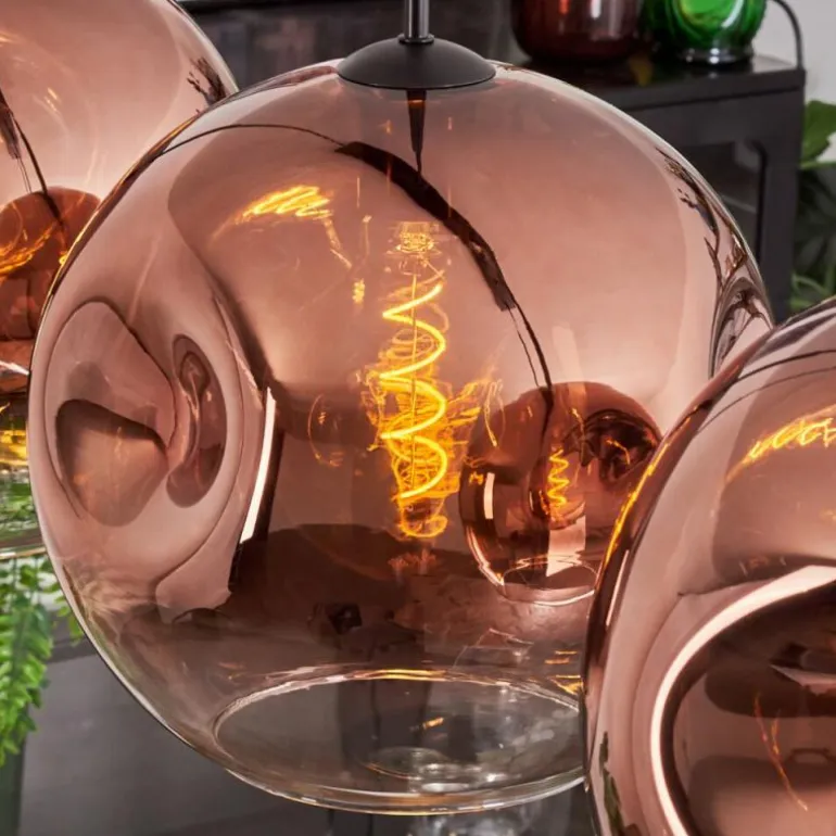 Suspension - Verre 30 cm Ripoll Clair, Cuivré, 4 lumières