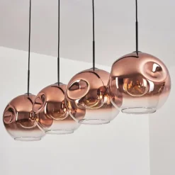 Suspension - Verre 30 cm Ripoll Clair, Cuivré, 4 lumières