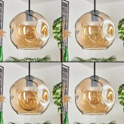 Suspension - Verre 25 cm Ripoll Ambre, 4 lumières
