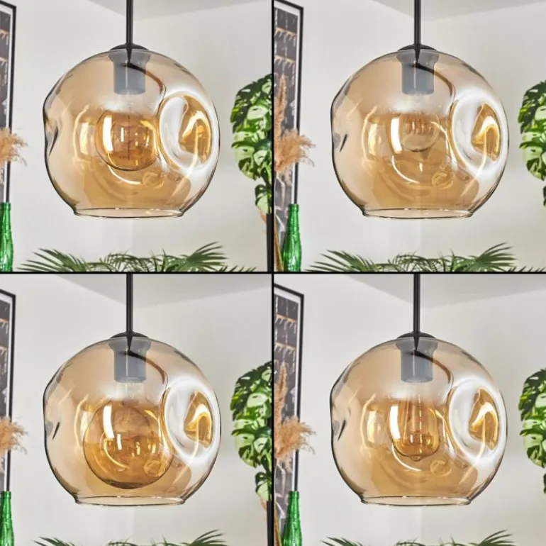 Suspension - Verre 25 cm Ripoll Ambre, 4 lumières
