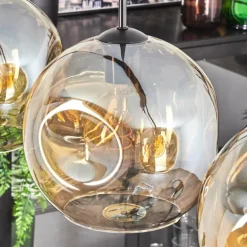 Suspension - Verre 25 cm Ripoll Ambre, 4 lumières
