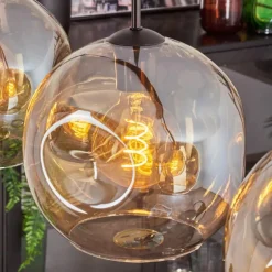 Suspension - Verre 25 cm Ripoll Ambre, 4 lumières
