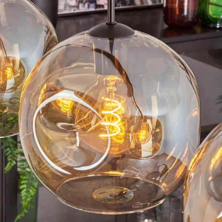 Suspension - Verre 25 cm Ripoll Ambre, 4 lumières